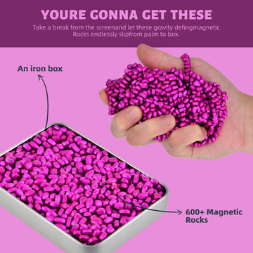 Magnetic Ferrite Putty Rocks,Rose Red More Than 600 Weak Magnetic Smooth Ferrite Pebbles, Magnet Rock Desk Toys And Time-Killer
