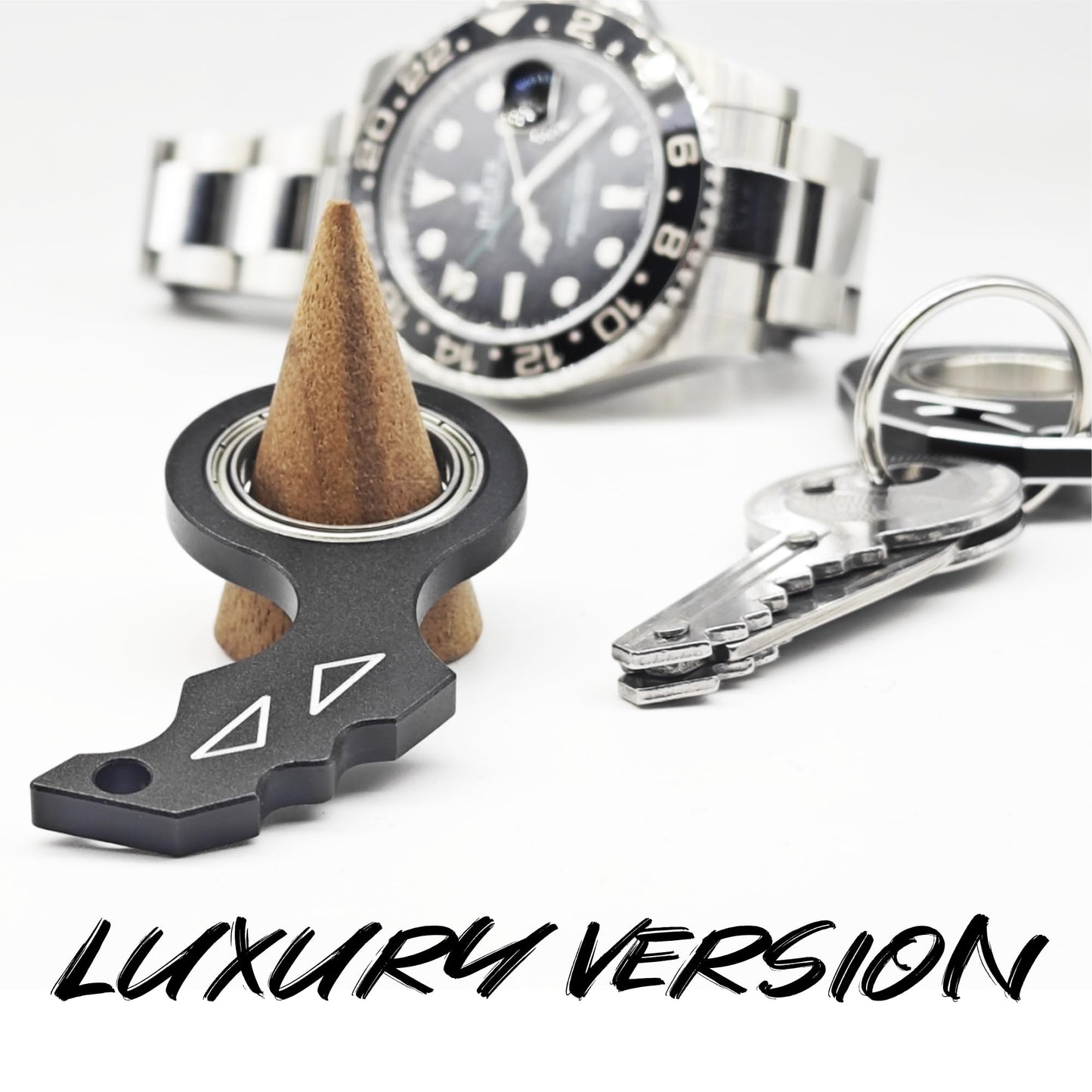 Yipukiyi New Keychain Spinner Fidget Ring Metal Key Chain Spinner Fidget Ring Type Toy For Man Women And Kids (New Black)