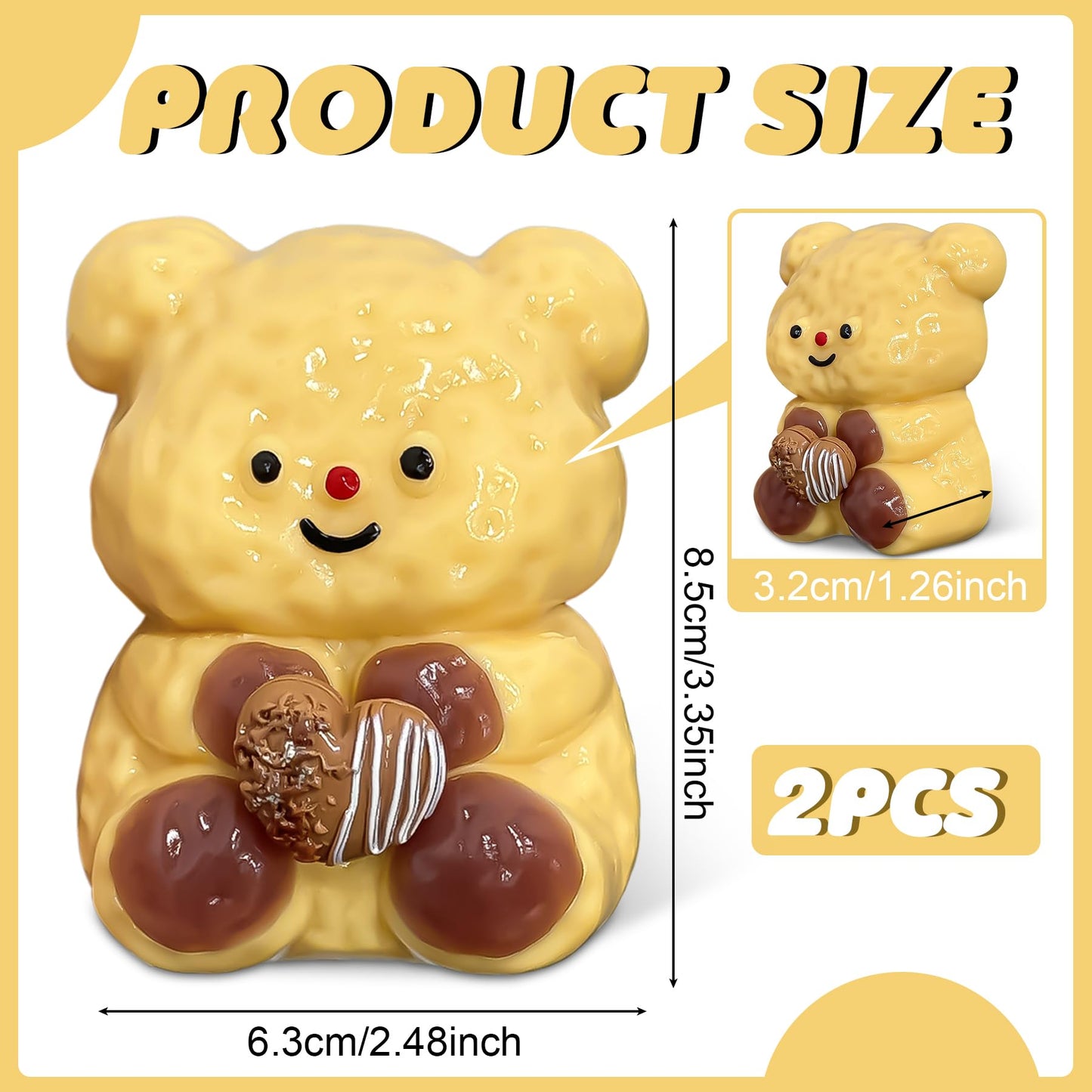 XPQKDC 2Pc Gummy Butter Bear Stress Toy, Soft Silicone Sticky Toys for Adults & Kid, Cute Butter Bear Squeeze Toys, Sensory Fidg