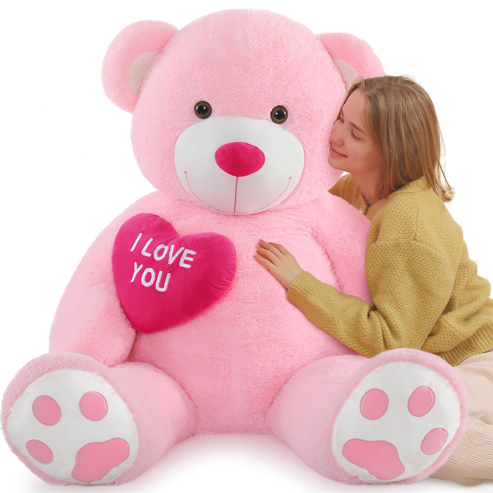 Beniny Giant Teddy Bear Stuffed Animal 52'' - Big Teddy Bear With Heart - Large I Love You Teddy Bear Plush Toys For Kid Christm