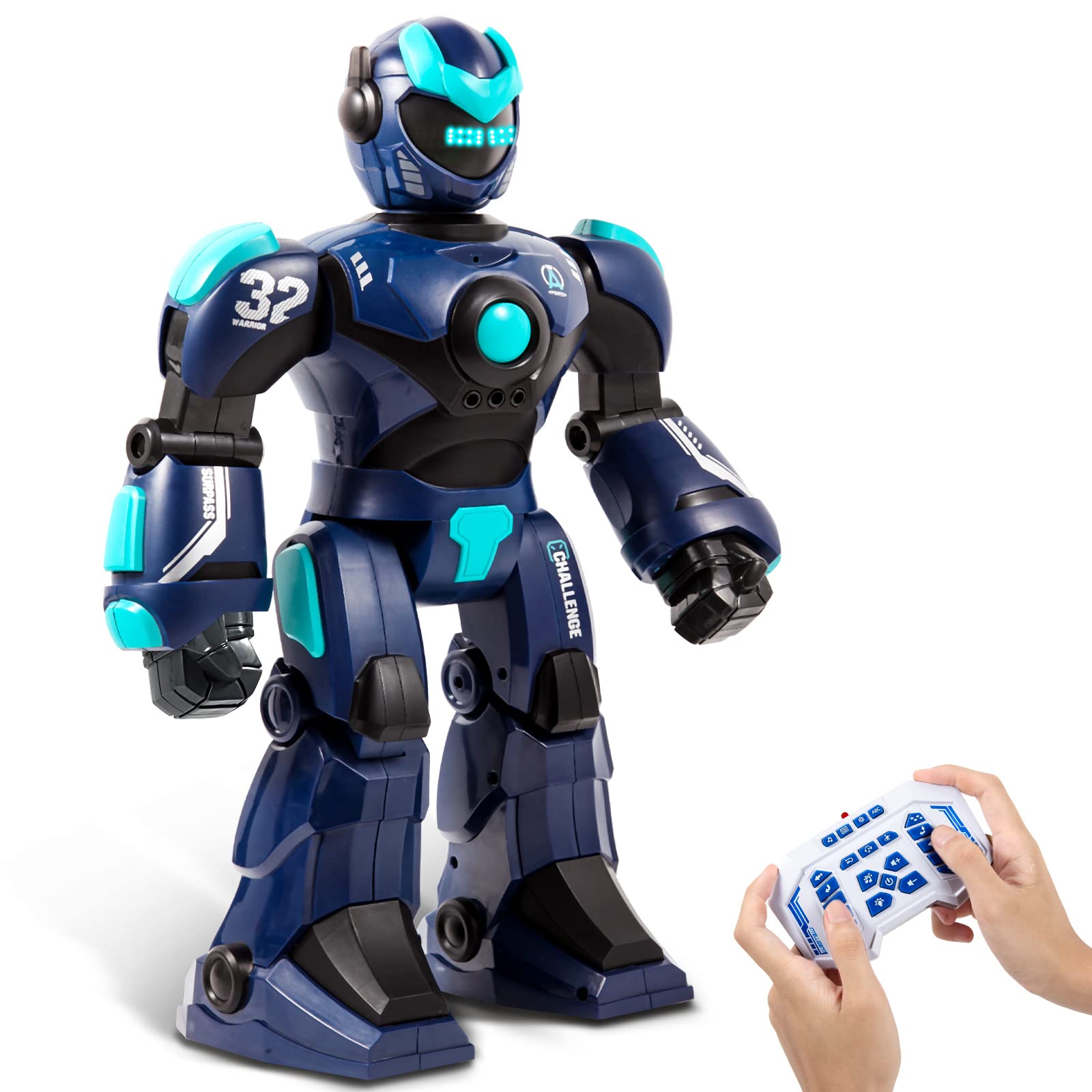 HPROMOT RC Robot Toy for Kids Remote Control Robot Toy, Smart Gesture Sensing Rechargeable & Programmable Robot Walking Dancing 