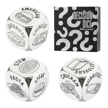 InnoBeta Food Dice Game - 3 PCS Stainless Steel Decision Dice for Couples, Date Night, Anniversary, Christmas Gift