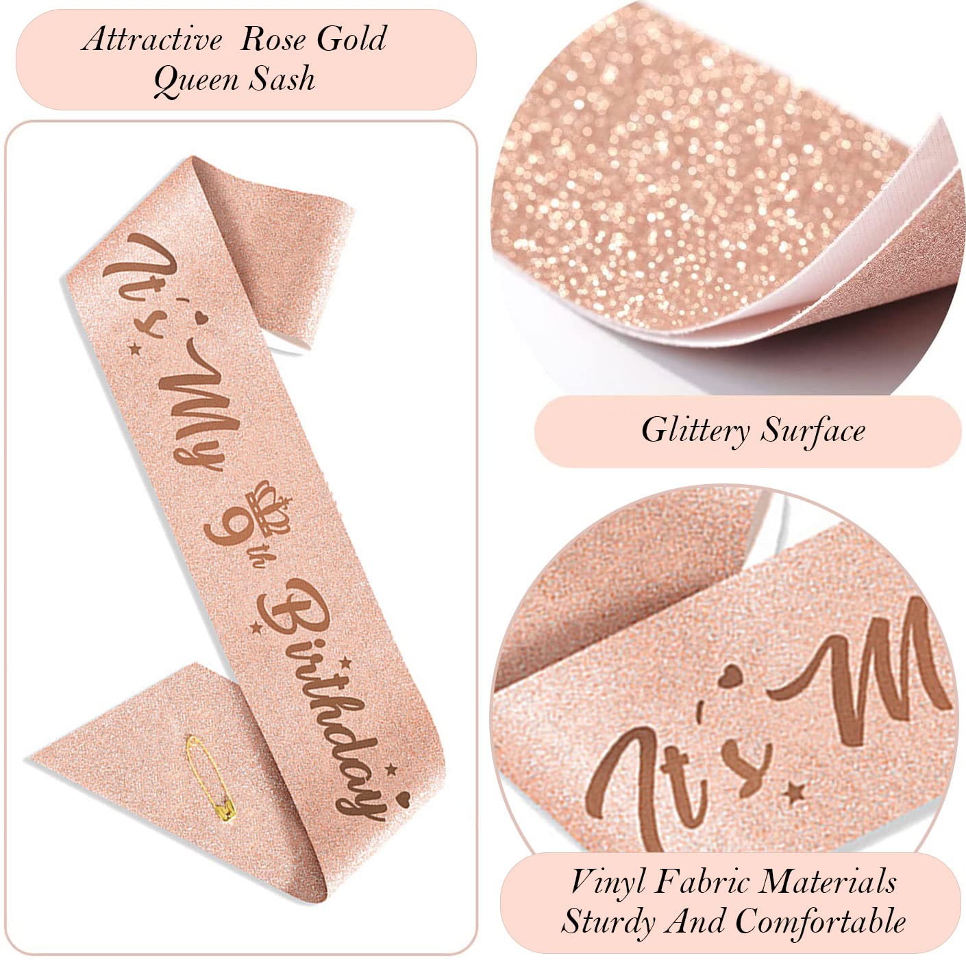 9th Birthday Decorations for Girls, Including 9 year old Birthday Cake Topper, Birthday Queen Sash with Pearl Pin, Sweet Rhinest