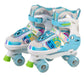 Skate Gear Rainbow Adjustable Light Up Inline/Quad Roller Skates For Girls And Boys (Blue - Quad, Large)