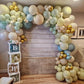 Dusty Green Blue Balloon, 60 Packs 12 Inch Sage Green Blue Balloon With Haze Fog Blue Sand White And Gold Balloons For Jungle Sa