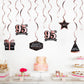 LINGTEER Happy 95th Birthday Rose Gold Swirls Streamers - Cheers to 95th Birthday 95 Years Old Bday Party Hanging Decorations.
