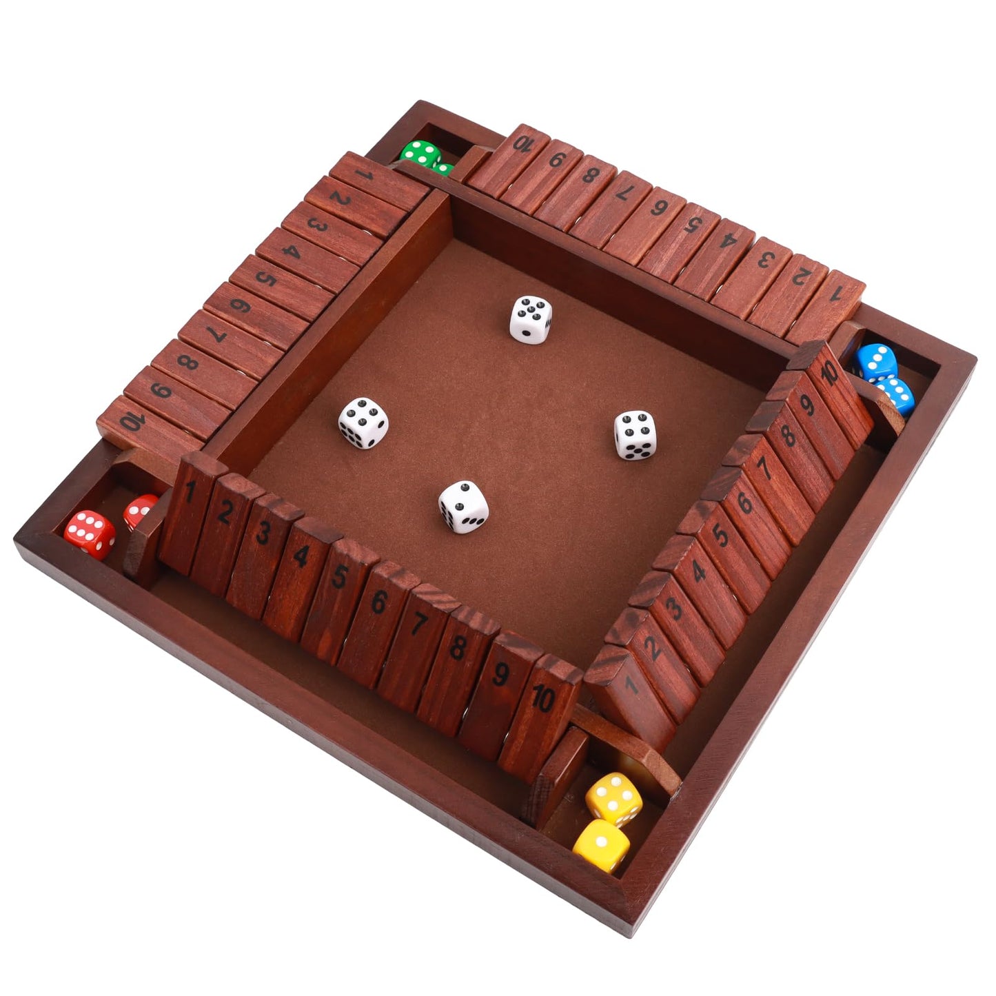 Merrypony Shut The Box Game Wooden 4 Player, 12 Inch Close The Box Game Wooden Board Games With 12 Dice, Table Math Games Number
