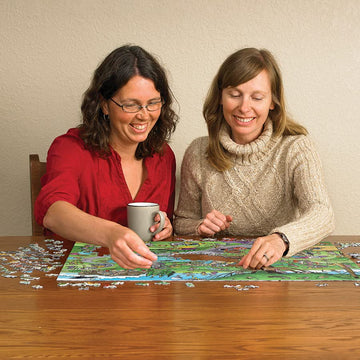 Cobble Hill 1000 Piece Puzzle - DoodleTown: Par for The Course - Green Cardboard - Model 44502 - Sample Poster Included