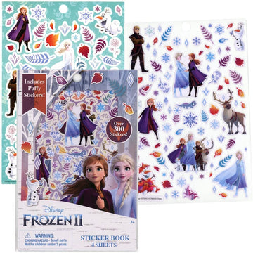 Innovative Designs, Llc Frozen Disney Sticker Book Set, 4 Sheets With 300+ Stickers And 1 Puffy Reusable Sticker Sheet, Decorate Elsa And Anna Sticker Pads, Bulk Cute Stickers For Girls And Boys