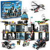 HOGOKIDS City Police Station Building Set - 1261 PCS STEM Blocks with Helicopter, Motorcycle & 2 Cars, Black, Model C0555A
