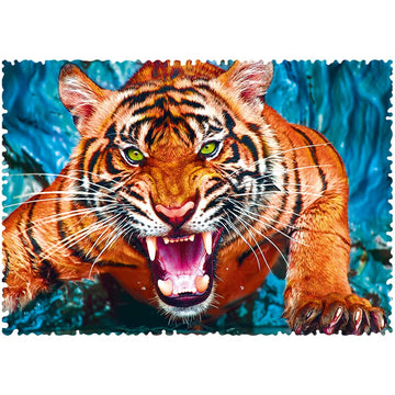 Trefl 600 Piece Crazy Shape Jigsaw Puzzle Facing a Tiger Multicolor