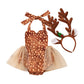 Baby Deer Costume Toddler Reindeer Costume Newborn 1St Christmas Outfit Girl Romper Reindeer Antlers Headband Xmas Holiday Photo Shoot Halloween Dress Up Cosplay Costumes Brown - Reindeer 0-3 Months