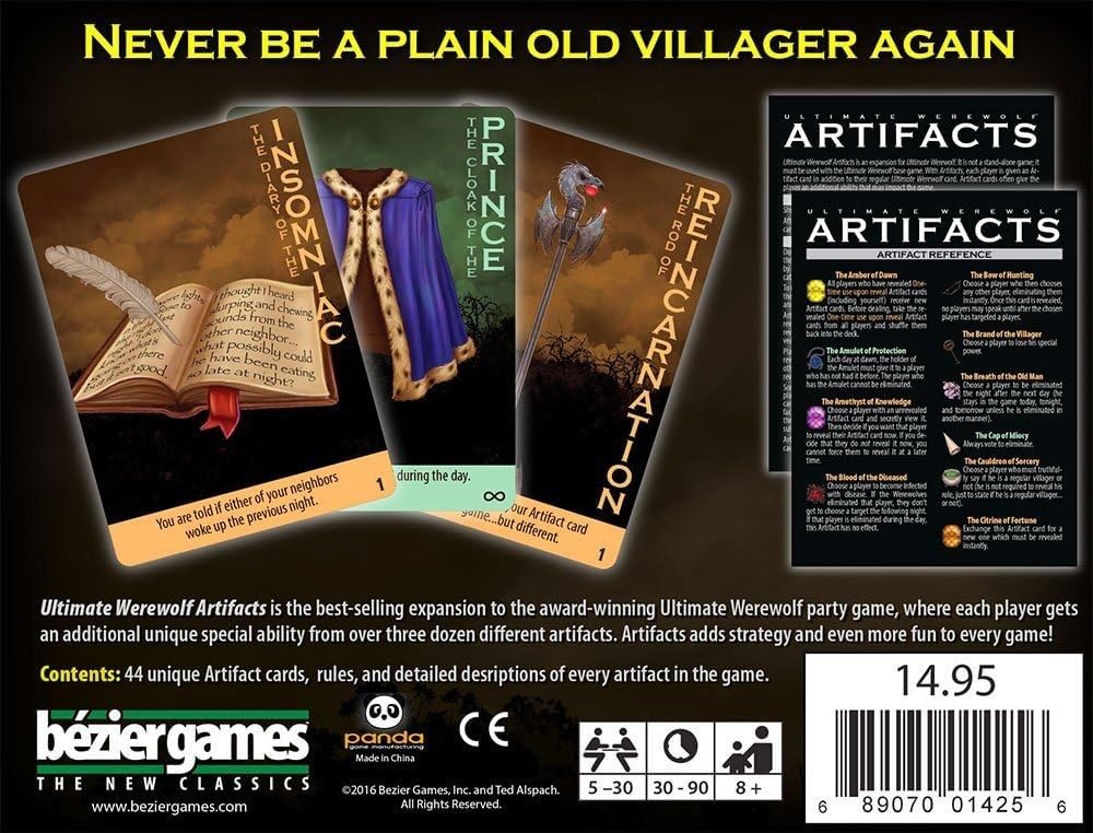 Bezier Games Ultimate Werewolf Artifacts – Expansion For Ultimate Werewolf, Party Game For Teens And Adults, Social Deduction, Werewolf Game, Fast Paced Gameplay, Hidden Roles & Bluffing