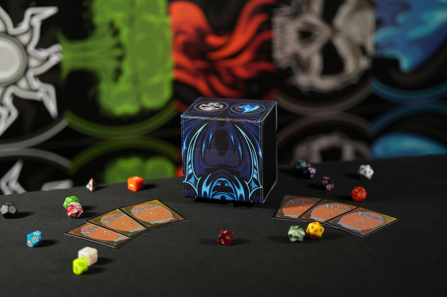 Ai protective covering MTG Commander 100+ Card Custom Art Deck Box With Storage (Blue Black)