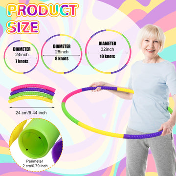 Syhood 12 Pcs Toy Color Hoop Plastic Detachable Adjustable Hoop Light Weight Exercise Hoop Fitness Hoop Equipment Toy Waist Ring for mature-themed Party Game Dance  3 Sizes(Green  Rose  Yellow  Purple)