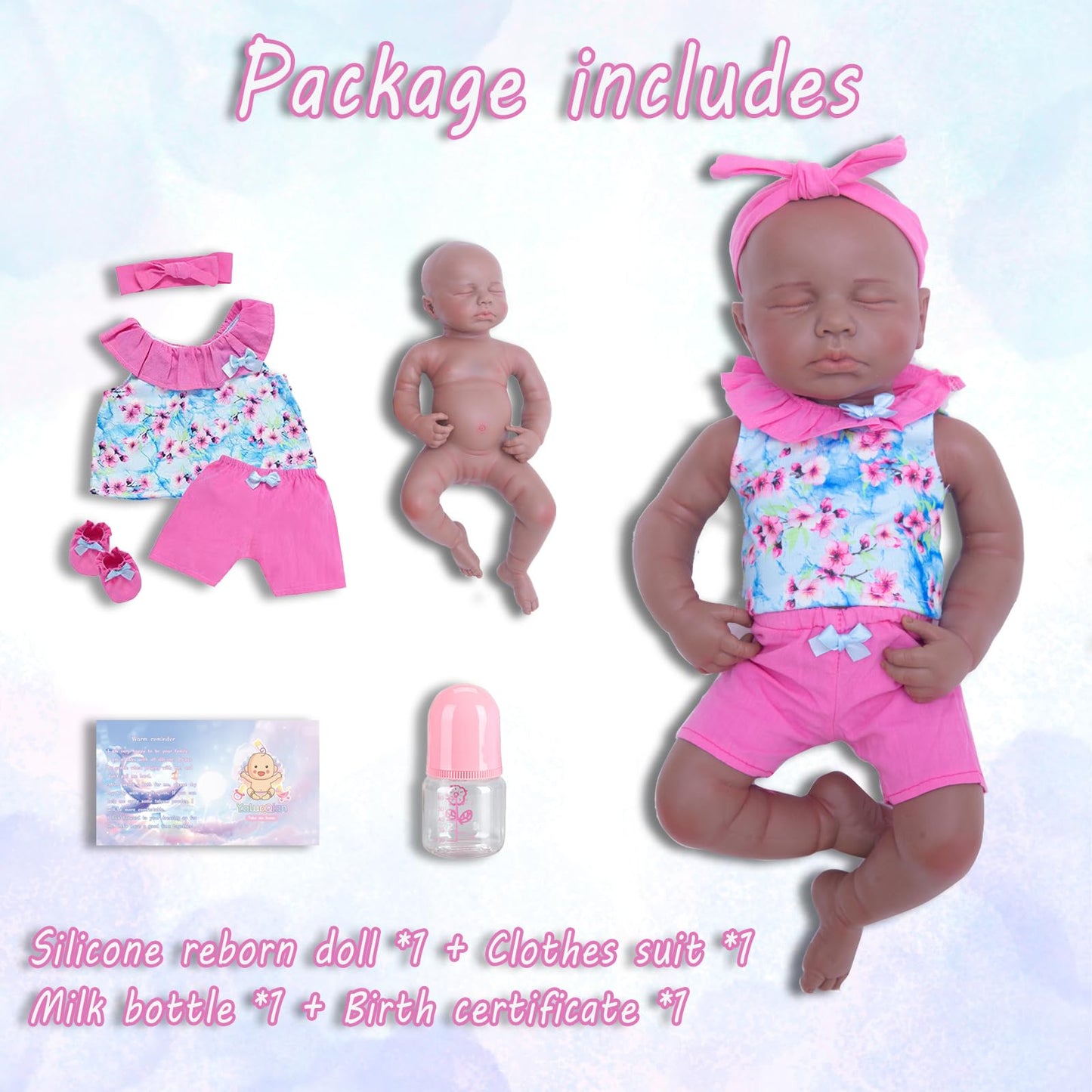 Yaluoqian Silicone Reborn Baby Doll Full Silicone Baby Doll Realistic 1:1 Reduction Lifelike Reborn Baby Dolls Silicone Full Bod