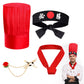 Keymall Costume Headwear Chef Hat, Hibachi Japanese Teppanyaki Tall Cap With Hachimaki Headband, Set B - Red