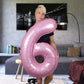 DIWULI 40 Inch Pastel Pink Number 6 Balloon - Large Foil Balloon for 6th Birthday Party Decorations, XX-Large Size