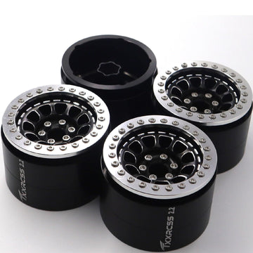Txxrcss RC 2.2 Aluminum Alloy Beadlock Wheels and Tires Upgrades Accessories Rims for 1/10 SCX10 TRX4RC4WD and D90 RC Crawler Ax