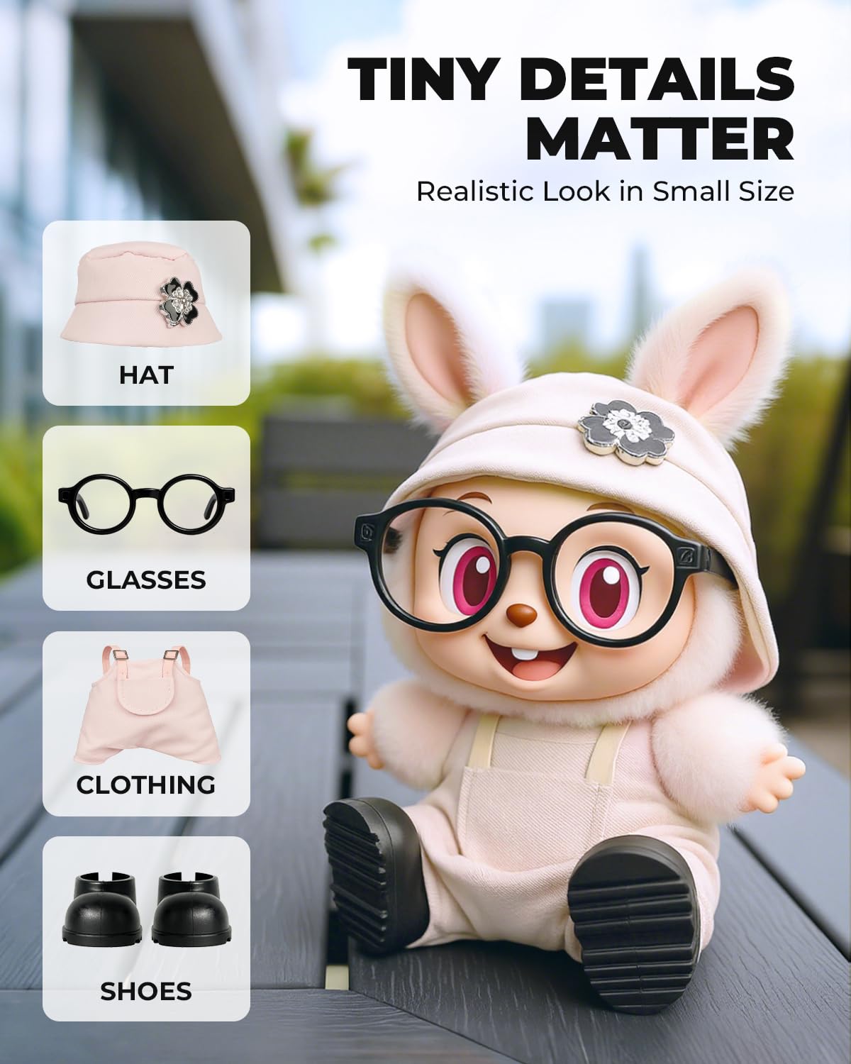 4pcs Dolls Outfit Set  Hat & Overalls for 17 cm Doll Clothes Accessories Suit  Stylish Clothes for Doll  Cute Outfits for Dress up Unique Style with enhanced Fabric  Pink