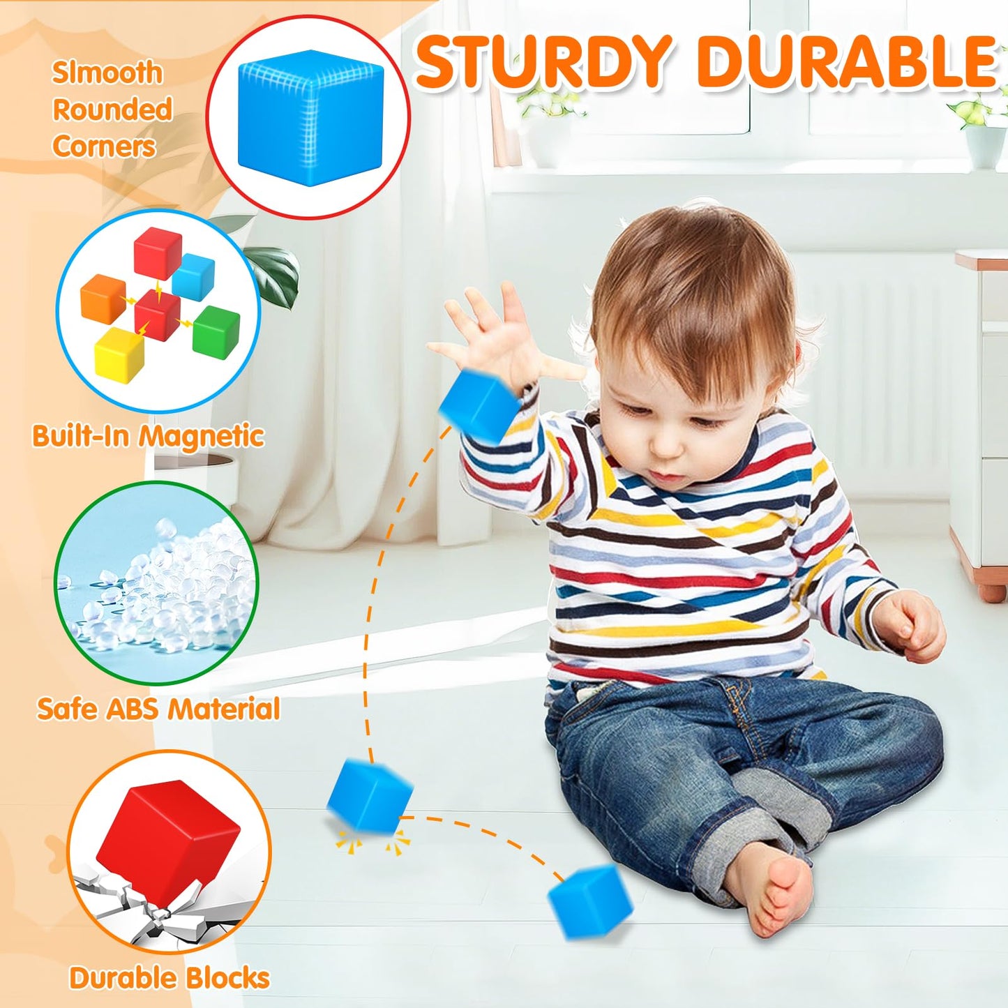 Magnetic Blocks, Magnetic Building Blocks For Toddlers 3+, Preschool Stem Magnetic Cubes Toys, Montessori Educational Sensory Ma