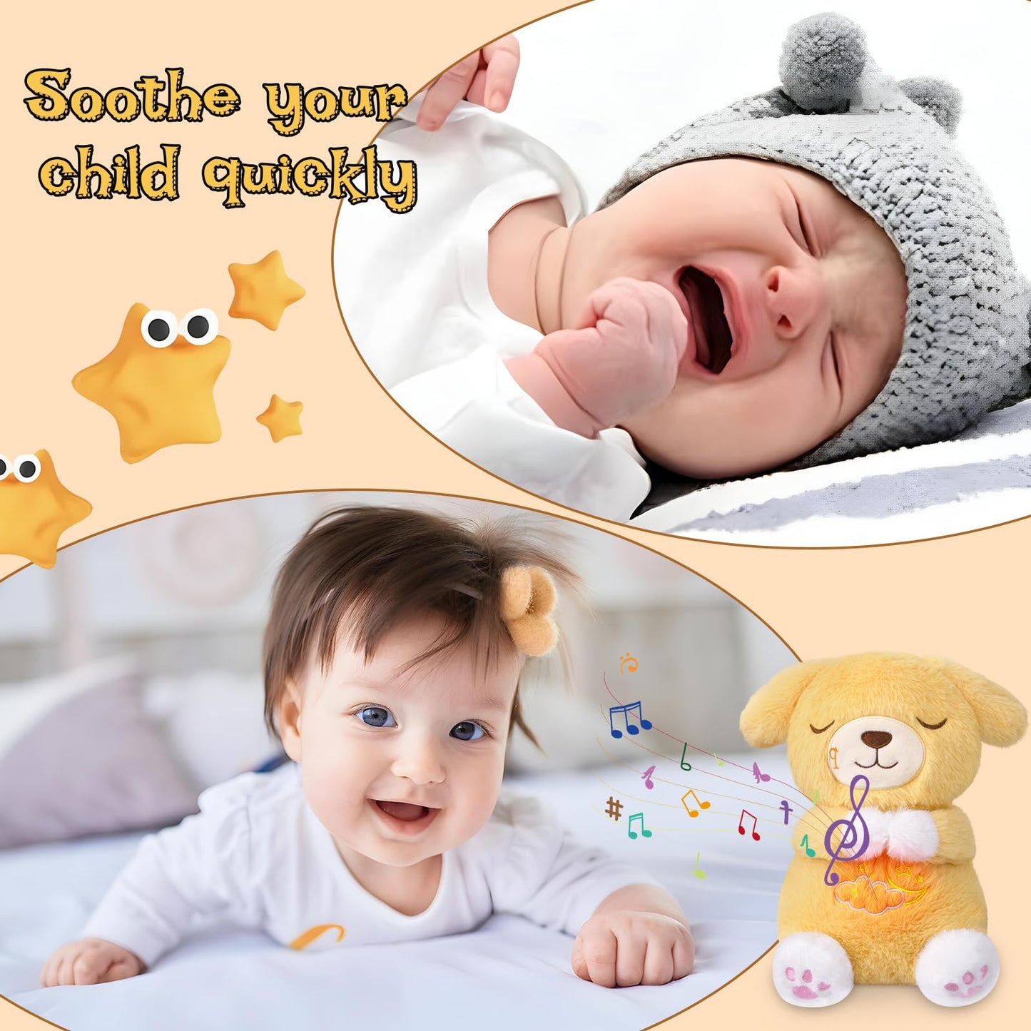 Kophinye Breathing Stuffed Animal, Dog Plush Soothe Snuggle Dog Stuffed Animals For Kids Babies, Cartoon Sleeping Puppy Plushie