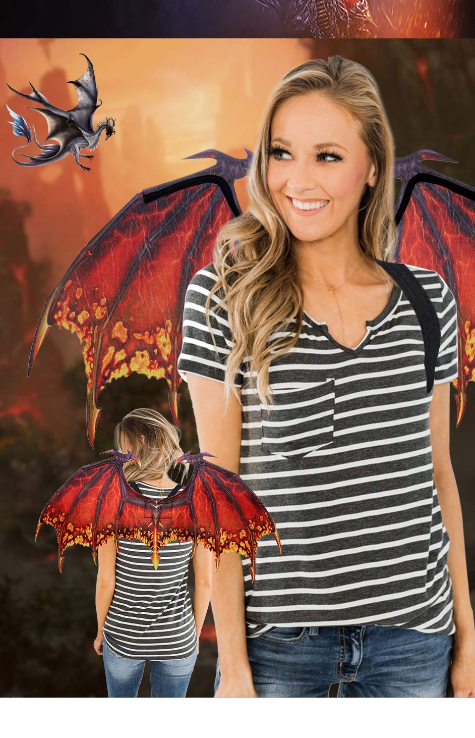 Mmss Party Carnival Halloween Props Dragon Wing (Red)