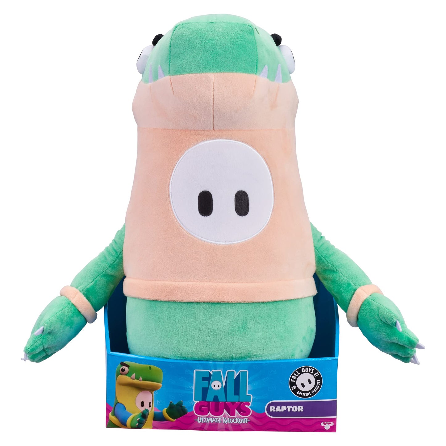 Fall Guys Moose Toys - Raptor Bean Skin - Official Collectable 18'' Large Super Soft Cuddly Deluxe Plush Toys From The Ultimate