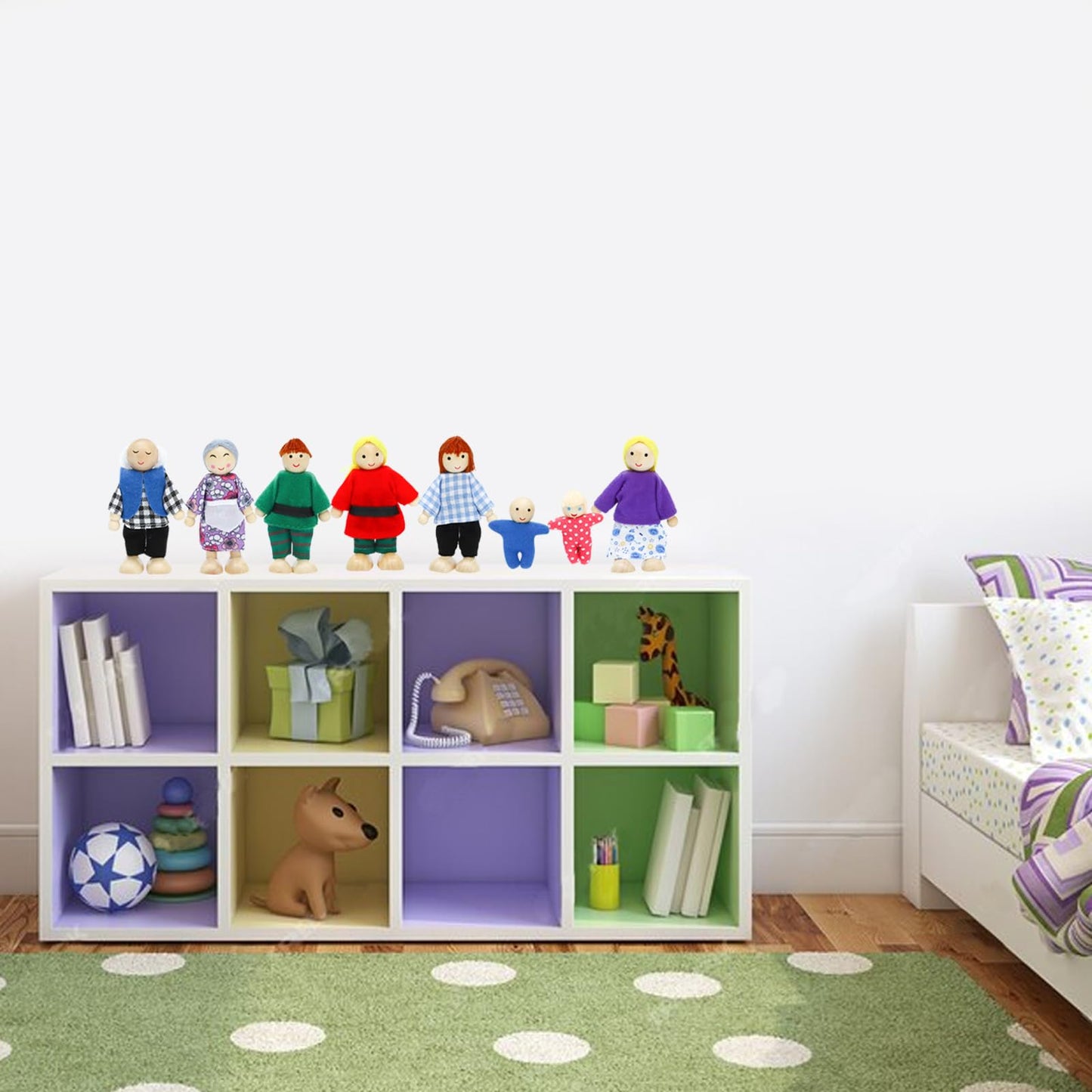 Onest 8 Pieces Wooden Dollhouse Family Set Mini People Figures Sets Dollhouse Dolls Wooden Doll Family Pretend Play Figures Acce