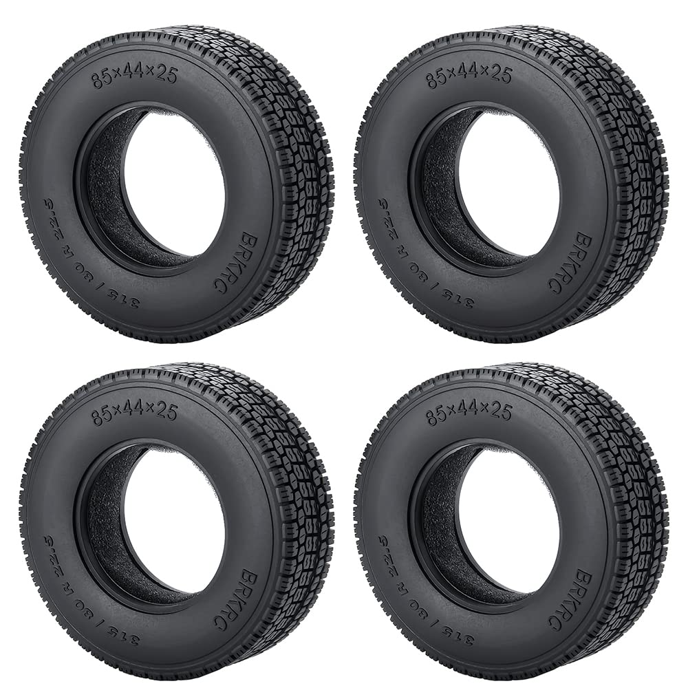 RC-Hub 4pcs Wheels Tires 22mm/25mm Rubber Tires with Foam for 1/14 Tamiya Tractor Truck Trailer RC Crawler Car (25mm)