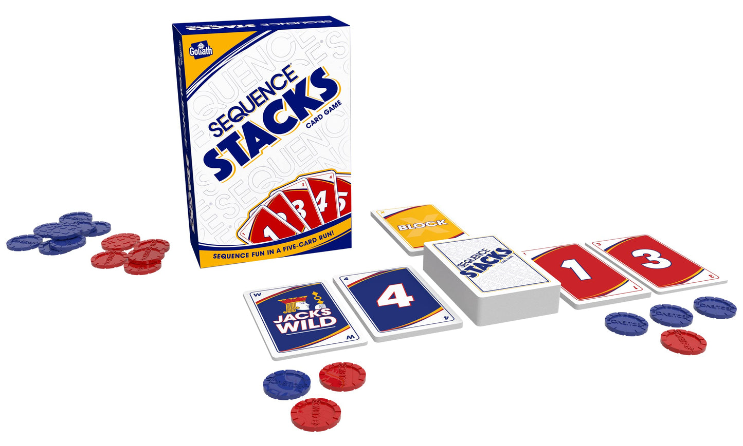 Goliath Sequence Stacks Card Game - Sequence Fun In A Five-Card Run, White