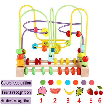 Wondertoys Bead Maze Toy for Kids Wooden Colorful Abacus Roller Coaster Educational Circle Toys Bead Maze Activity Cube Sensory