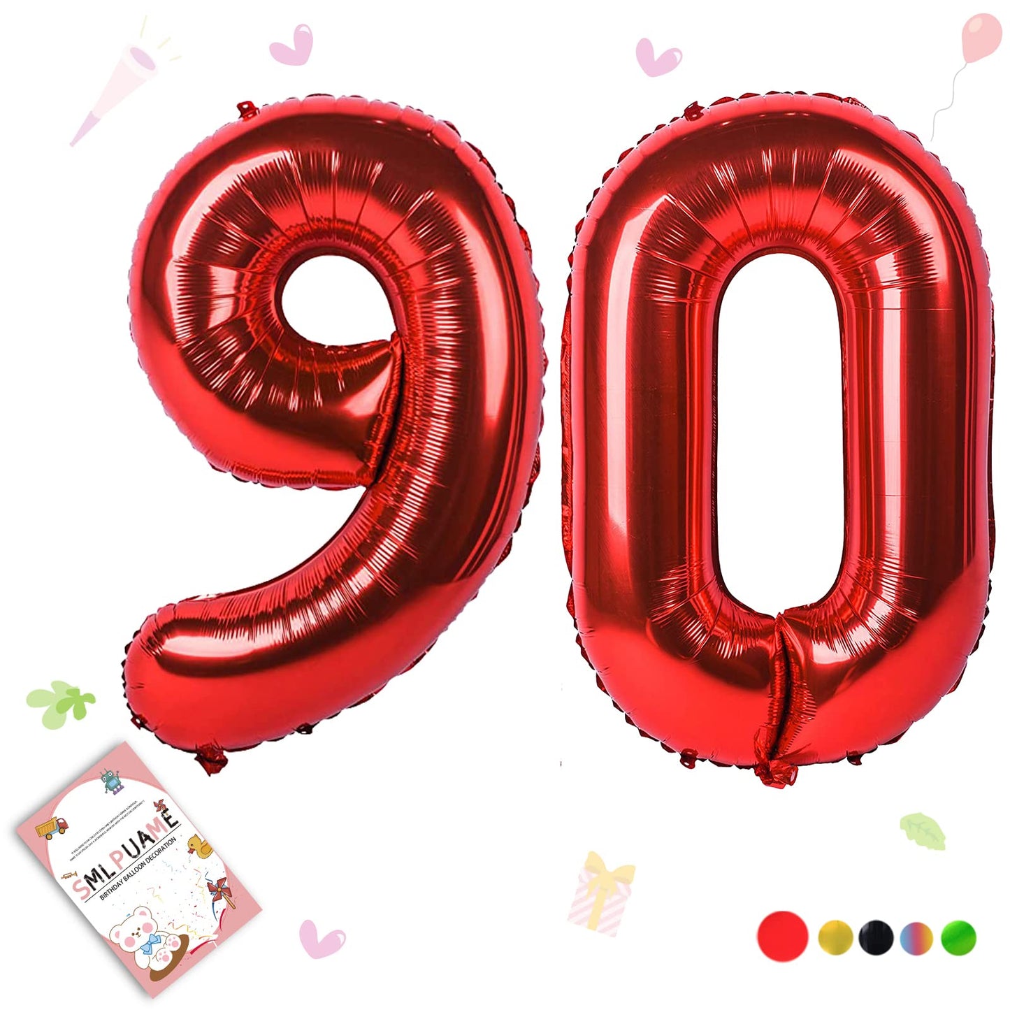 Smlpuame 40 Inch Number Balloon 0-9 Red Large Number 90 Balloons,Digital Balloons For Birthday Party Celebration Decorations Sup