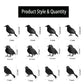 Yumhum 12 Packs Real Feathered Halloween Black Crows, Handmade Realistic Crow With Real Feathers Raven Birds For Yard Tree Garde