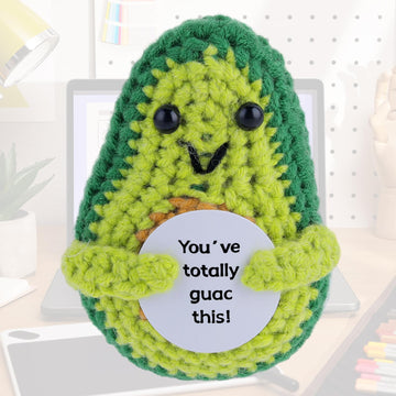 Grevosea Funny Positive Avocado, 3 Inch Mini Positive Avocado Crochet Cute Wool Funny Knitted Positive Avocado Doll Gifts For New Year Birthday Gifts Friends Party Decoration Encouragement
