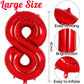 Red Number 8 Balloon 40 Inch, Big Large Foil Helium Number Balloons, Jumbo Giant Mylar Number 8 Balloons For 8 Year Old Birthday
