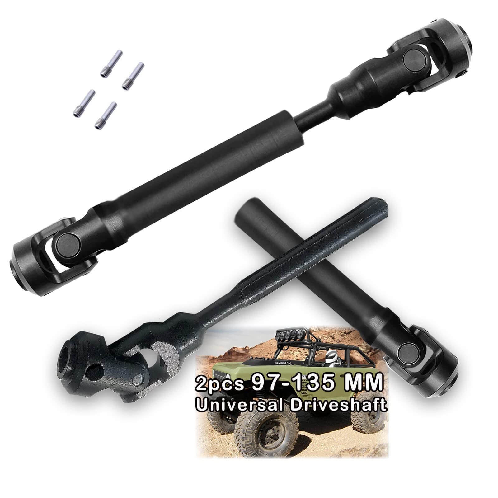 2pcs RC Drive Shaft 97-137mm for 1/10 SCX10,SCX10-II RTR,(97-137mm)