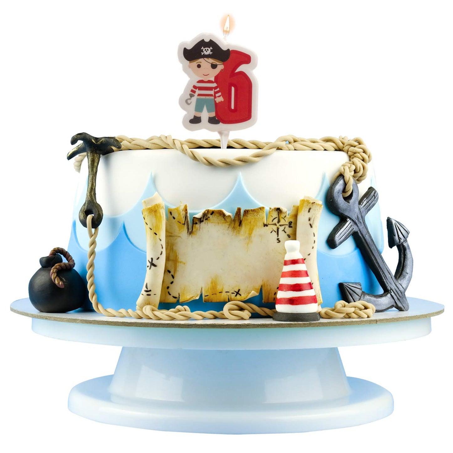 Dekora - Pirate 2D Birthday Candle for Childrens Cakes - Number 6