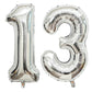 40 Inch Silver 13 Number Balloons Giant Jumbo Huge 13 Or 31 Foil Mylar Helium Number Digital Balloons Silver Birthday Mylar Digi