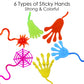 48 Pack Sticky Hands Party Favors, 6 Types Goodie Bag Stuffers, Teacher Treasure Box Prizes, Classroom Rewards, Piata Fillers, B