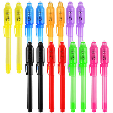 WEST STORY 16PCS Invisible Ink Spy Pens - Plastic Magic Party Favors for Kids, Writing Secret Messages, Model DB0002, Color: Invisible