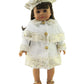 American Fashion World White and Gold Coat for 18-Inch Dolls | Hat Included | enhanced Quality & Trendy Design | Dolls Clothes | Outfit Fashions for Dolls for Popular Brands