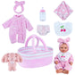 Babeside 8 Pcs Baby Doll Clothes With Bassinet For 8-10-12 Inch Baby Doll,Baby Doll Clothes Outfit Accessories Fit Newborn Baby Doll Girl
