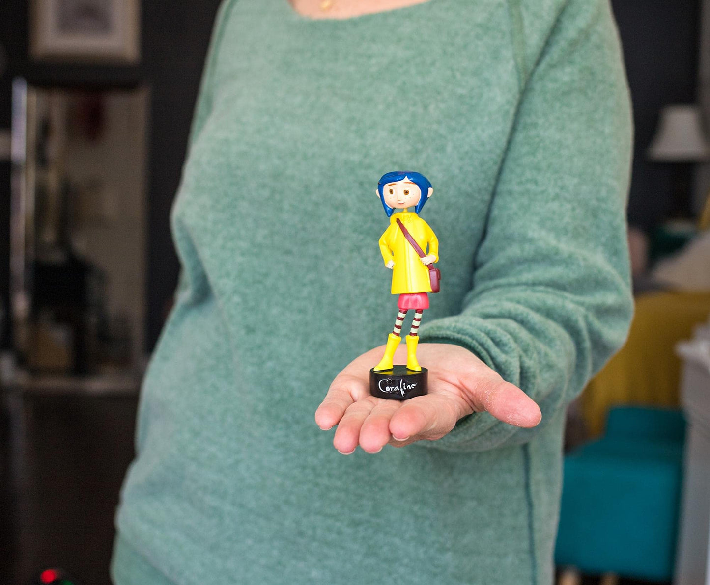 Surreal Entertainment Coraline In Rain Coat Pvc Bobble Figure For Adults Only | Collectible Bobblehead Action Figure, Desk Toy A
