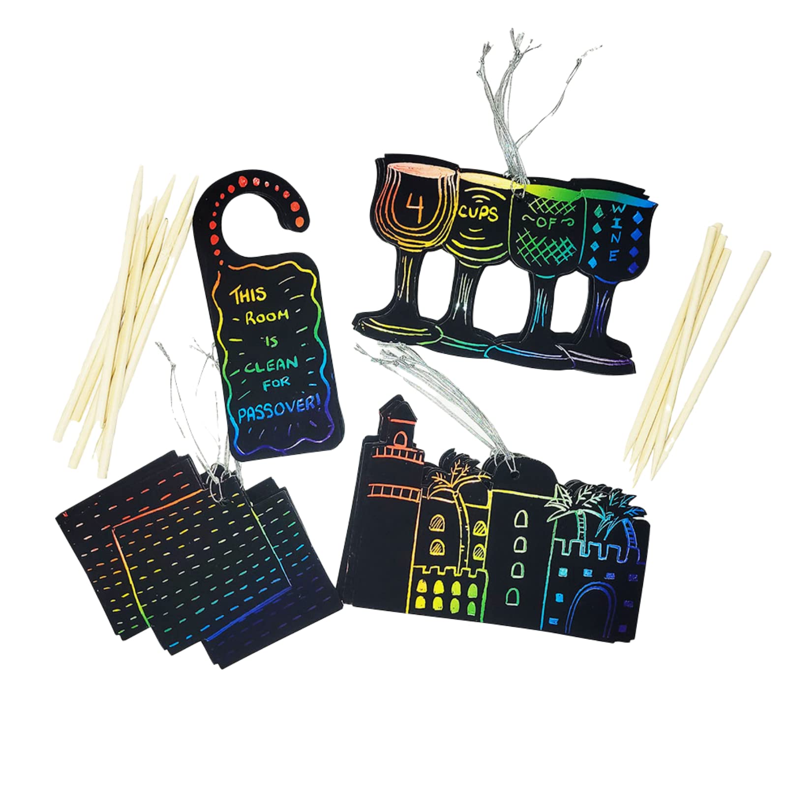 Rite Lite Passover Scratch Paper Kit - Passover Gifts, Passover Gifts for Kids, Passover Scratch Art, Passover DIY Kit for Kids!