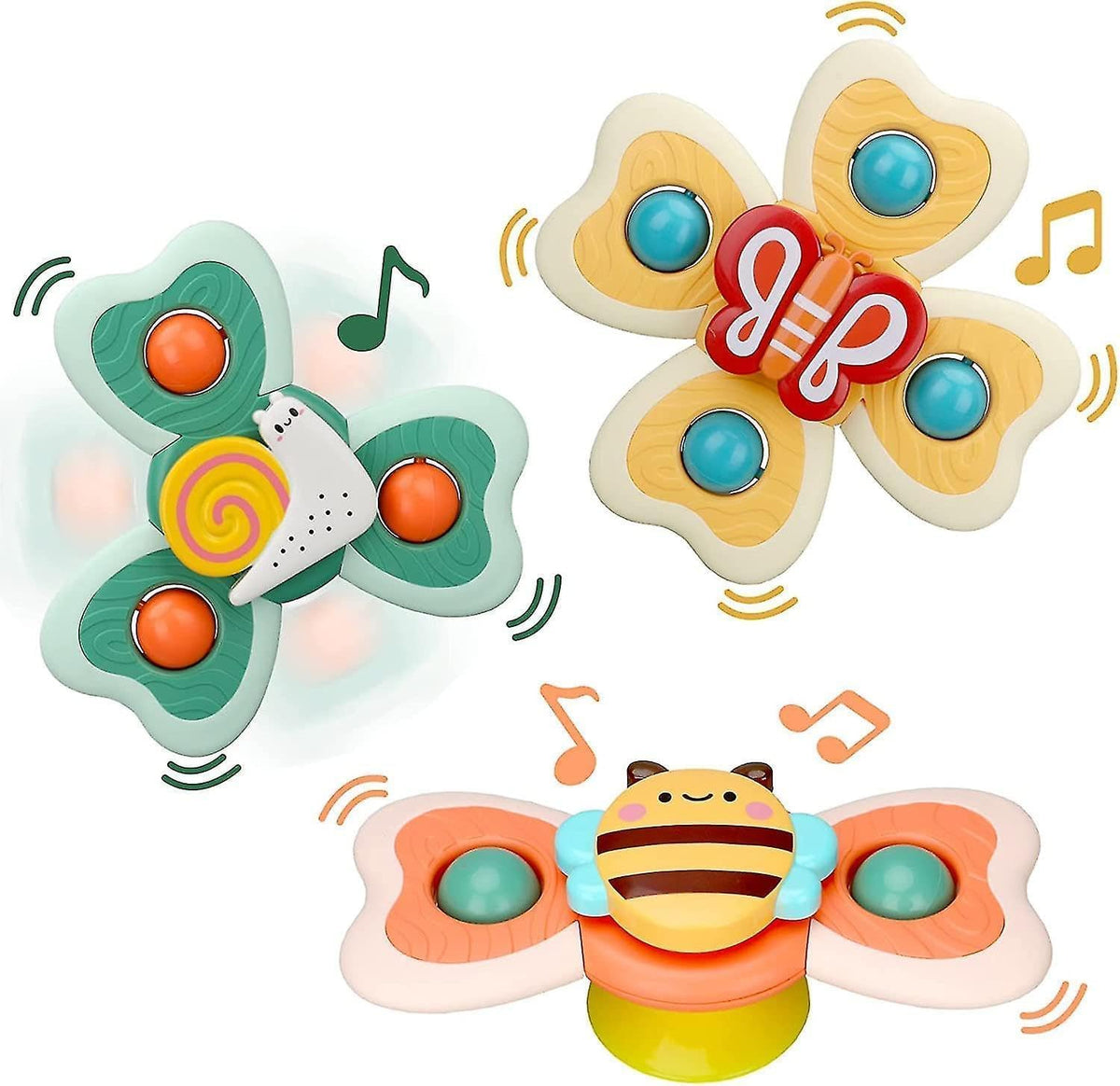 Pluspoint Baby Suction Cup Spinner Toys  Set Of 3 | Rotating Montessori Bath Toys For Baby Boys & Girls | PopUp Waterproof Spi