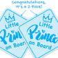 Stickios Prince On Board Car Stickers for Boys (2-Pack) - Paint-Safe, Removable, Non-Magnetic Baby Safety Signs for Cars & Windo