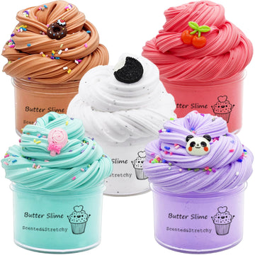 5 Pack Butter Slime Kit, Kids Party Favors, Visual And Tactile Experience, Stress Relief Toy, Goody Bag Toys, Birthday Gifts For Girls Boys