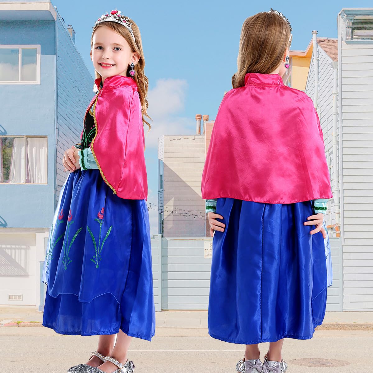 Luzlen Little Girls Princess Dress Halloween Cosplay Costume Kids Birthday Outfits Princess Fancy Dress, 6-7 Years(Label 140)