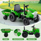 Costzon Ride On Tractor With Trailer, 12V Battery Powered Electric Vehicles With Remote Control, Music & Lights, Kids Tractor Ri